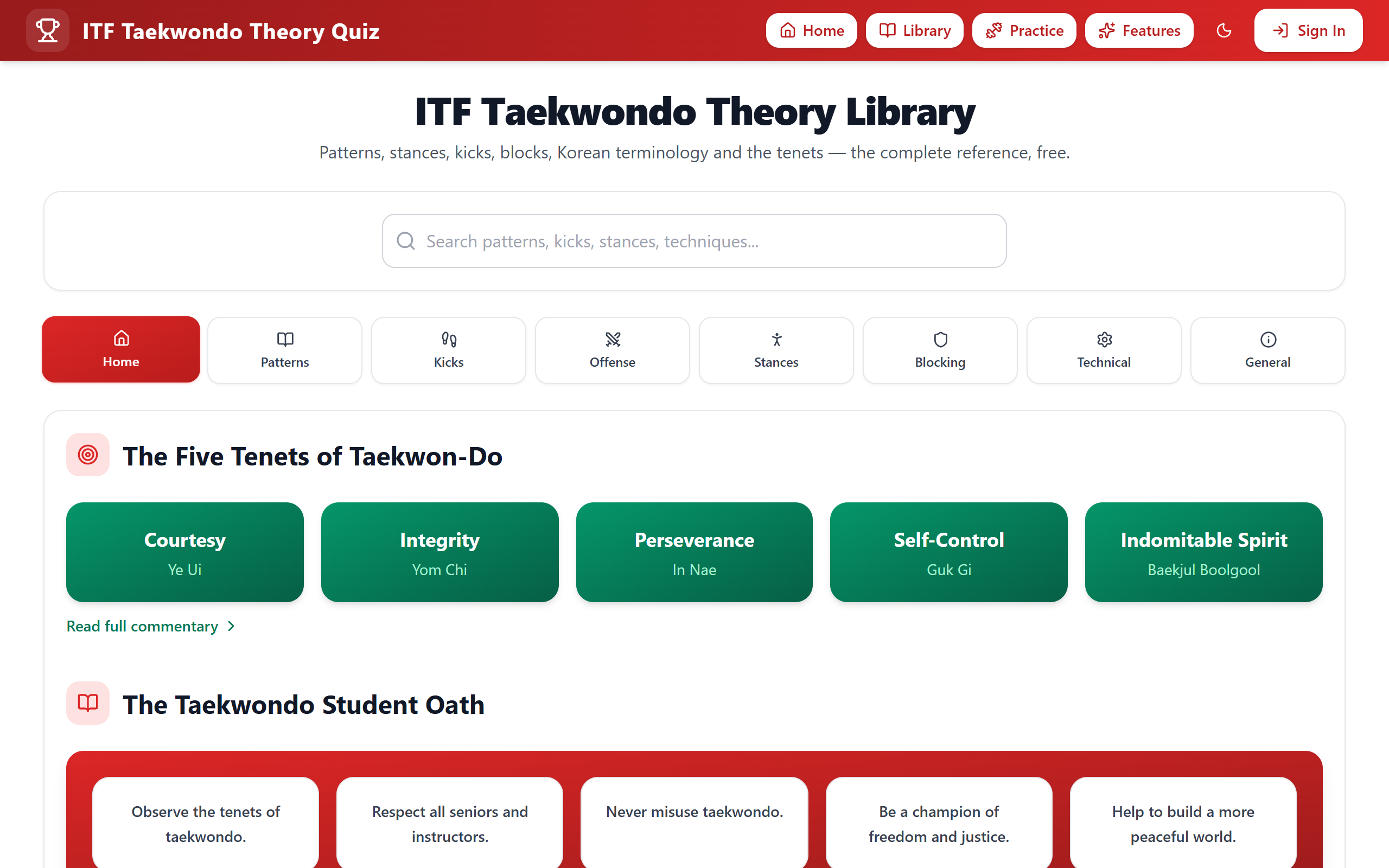 Screenshot of Theory Library
